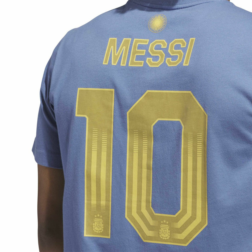 Adidas Lionel Messi Argentina National Team Name & Number T-Shirts - Blue