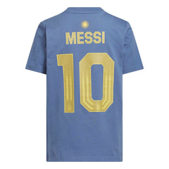Adidas Lionel Messi Argentina National Team Youth Name & Number T-Shirts - Blue