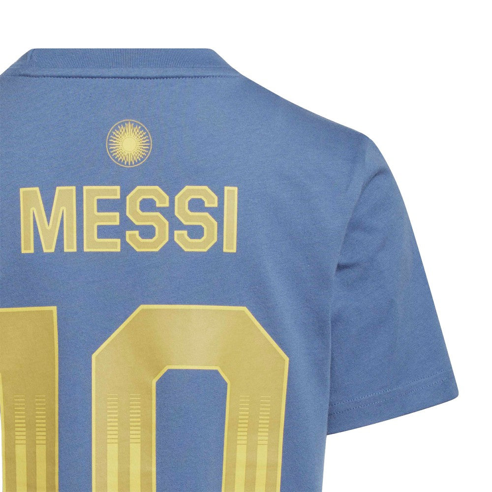 Adidas Lionel Messi Argentina National Team Youth Name & Number T-Shirts - Blue