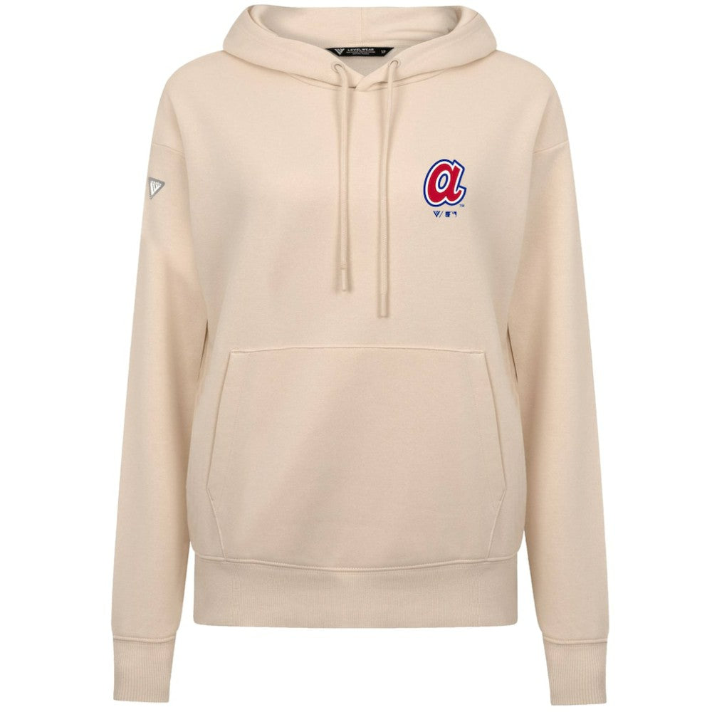 Atlanta Braves Levelwear Women's Cooperstown Collection Adorn Core Logo Pullover Hoodie Sale