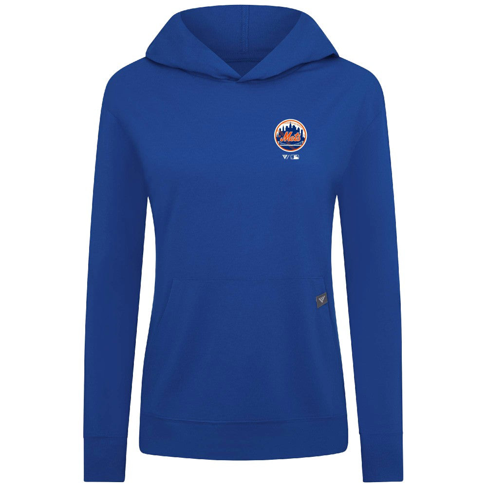 New York Mets Levelwear Women's Cooperstown Collection Relay Core Logo Pullover Hoodie On Sale