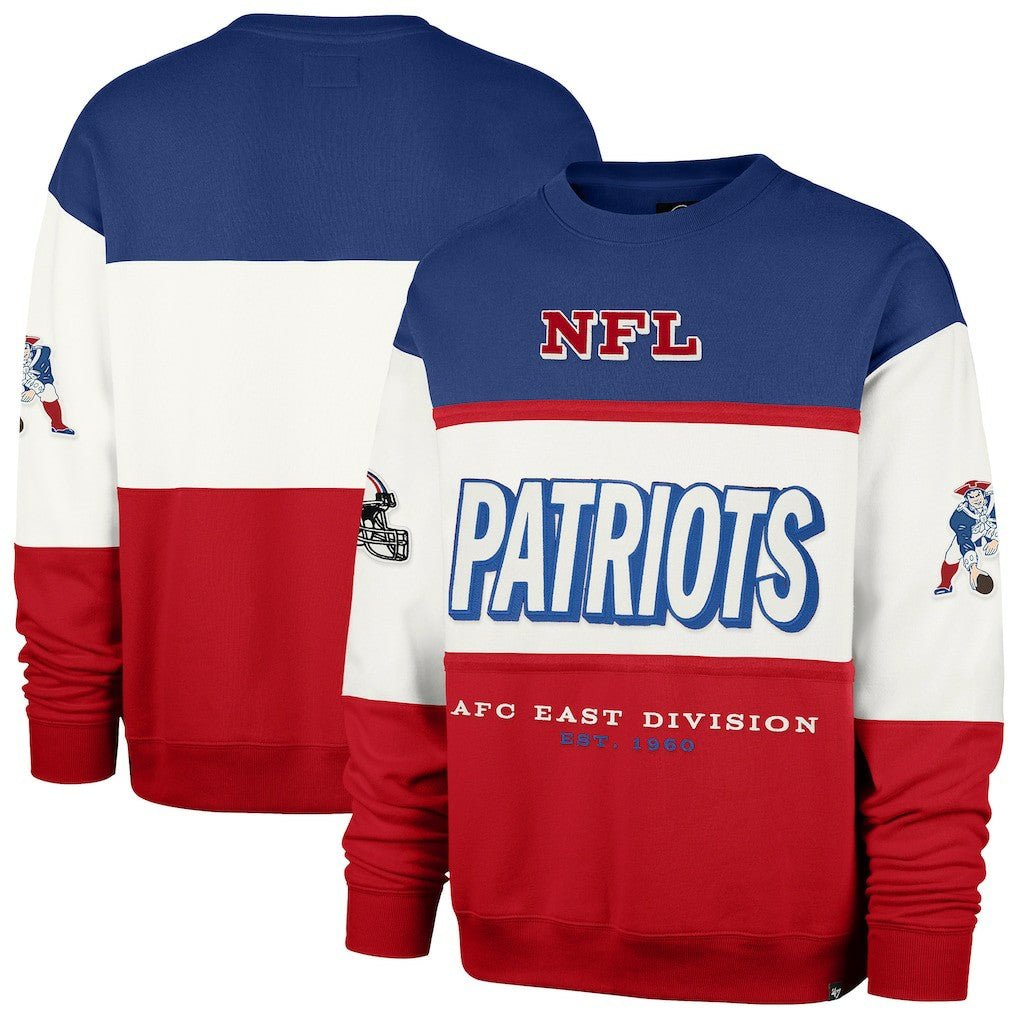 New England Patriots '47 Throwback Breeze Maximalist Sweatshirt Royal/Red - 47 brand