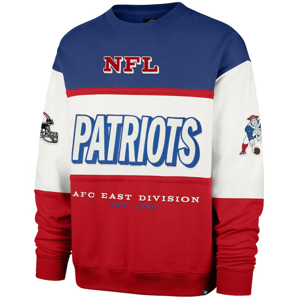 New England Patriots '47 Throwback Breeze Maximalist Sweatshirt Royal/Red - 47 brand