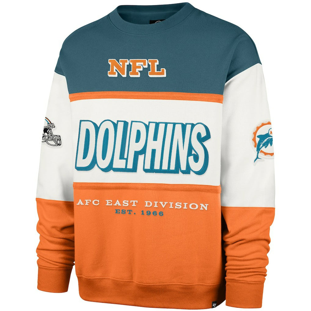 Miami Dolphins '47 Throwback Breeze Maximalist Sweatshirt Aqua/Orange - 47 brand