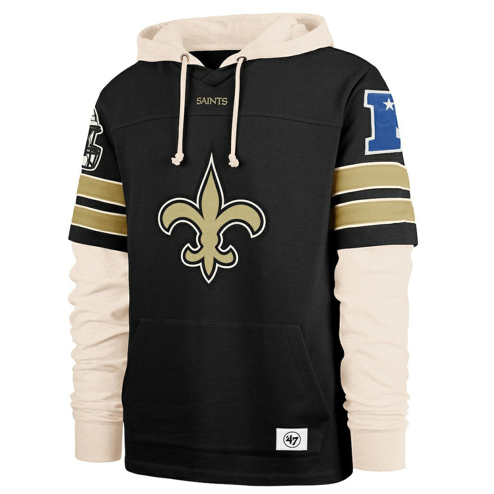 New Orleans Saints '47 Split Zone Cornerback Duo Hoodie Black - 47 brand