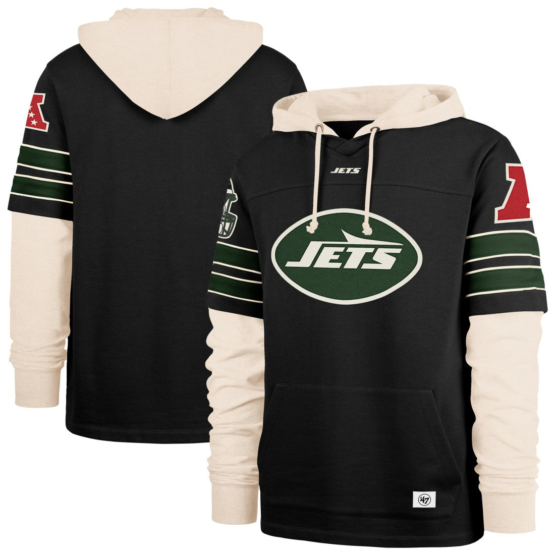 New York Jets '47 Split Zone Cornerback Duo Hoodie Black - 47 brand