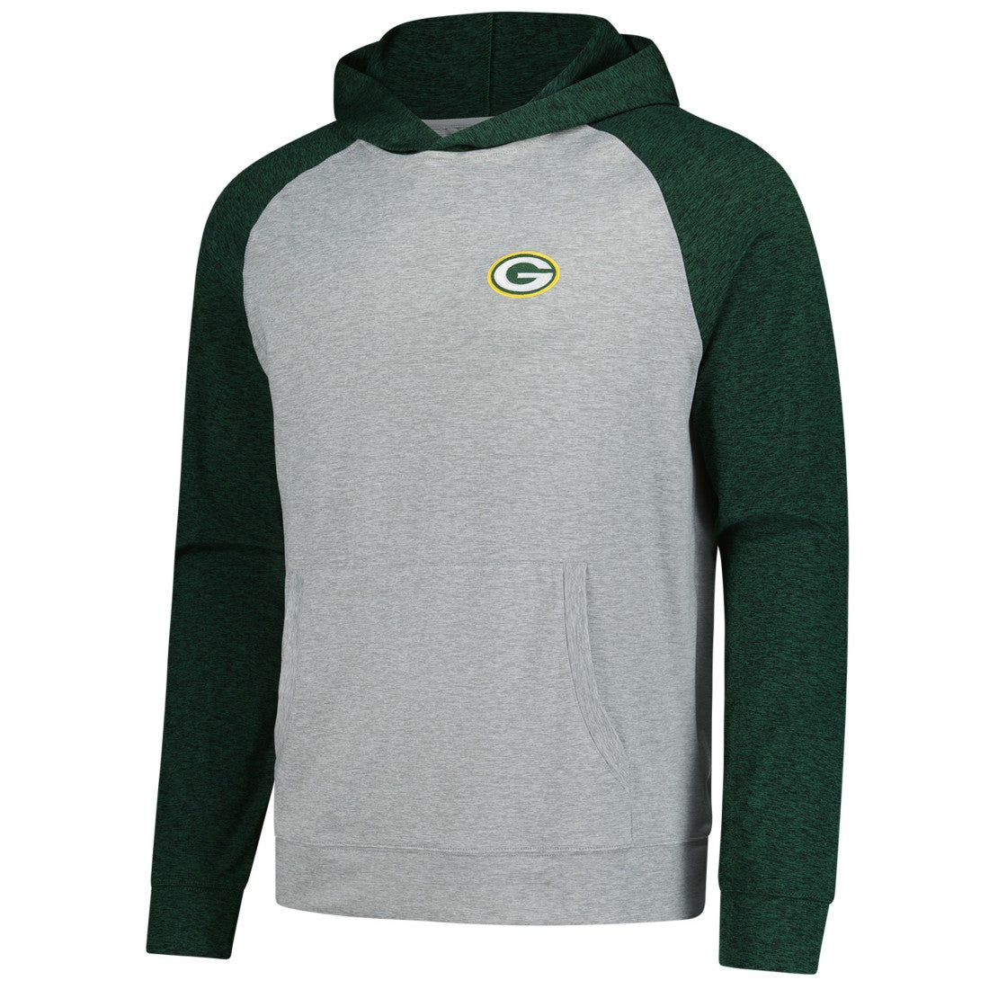 Green Bay Packers Antigua Urgent Pullover Hoodie Heather Gray/Black - NFL
