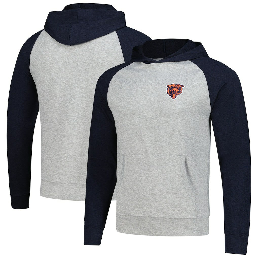 Chicago Bears Antigua Urgent Pullover Hoodie Heather Gray/Navy - NFL