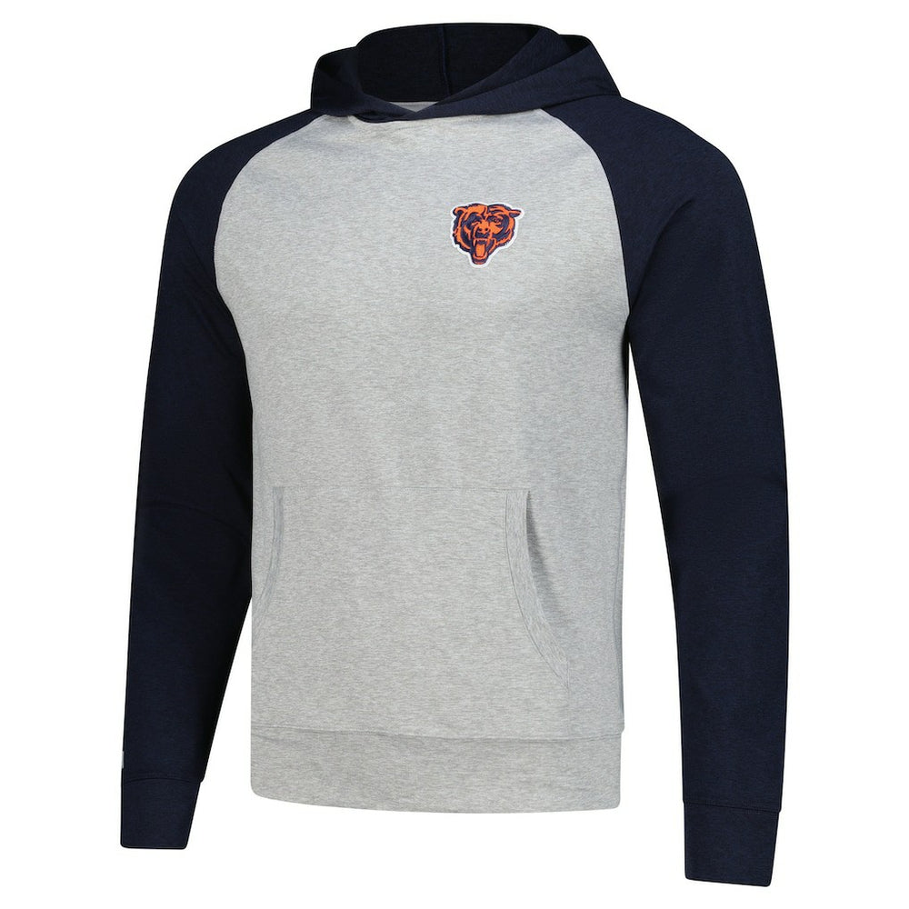 Chicago Bears Antigua Urgent Pullover Hoodie Heather Gray/Navy - NFL