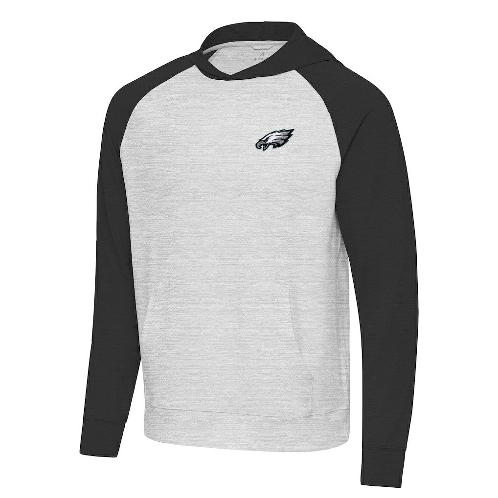 Philadelphia Eagles Antigua Urgent Pullover Hoodie Black/Heather Gray - NFL