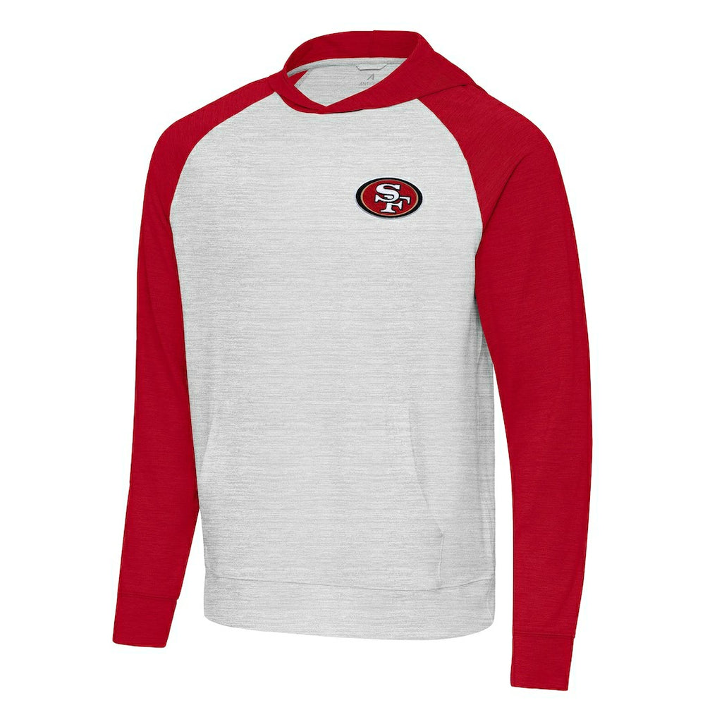 San Francisco 49ers Antigua Urgent Pullover Hoodie Scarlet/Gray - NFL