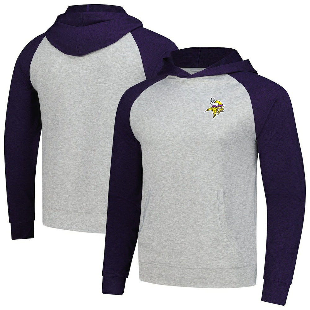 Minnesota Vikings Antigua Urgent Pullover Hoodie Heather Gray/Purple - NFL