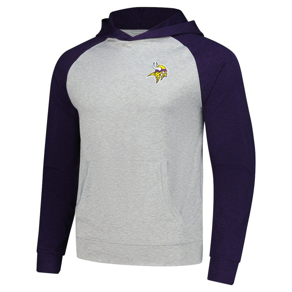 Minnesota Vikings Antigua Urgent Pullover Hoodie Heather Gray/Purple - NFL