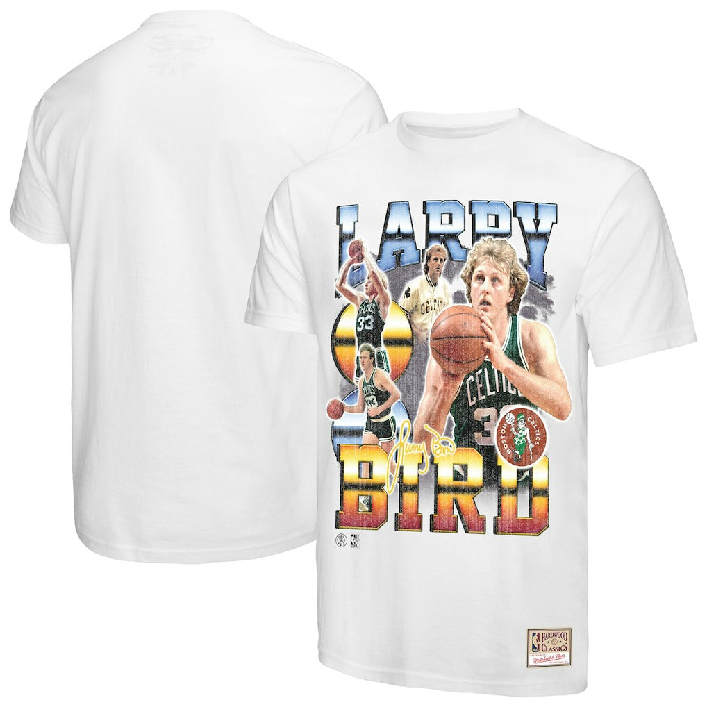Mitchell & Ness - Larry Bird Boston Celtics Commemorative Collage T-Shirt - White