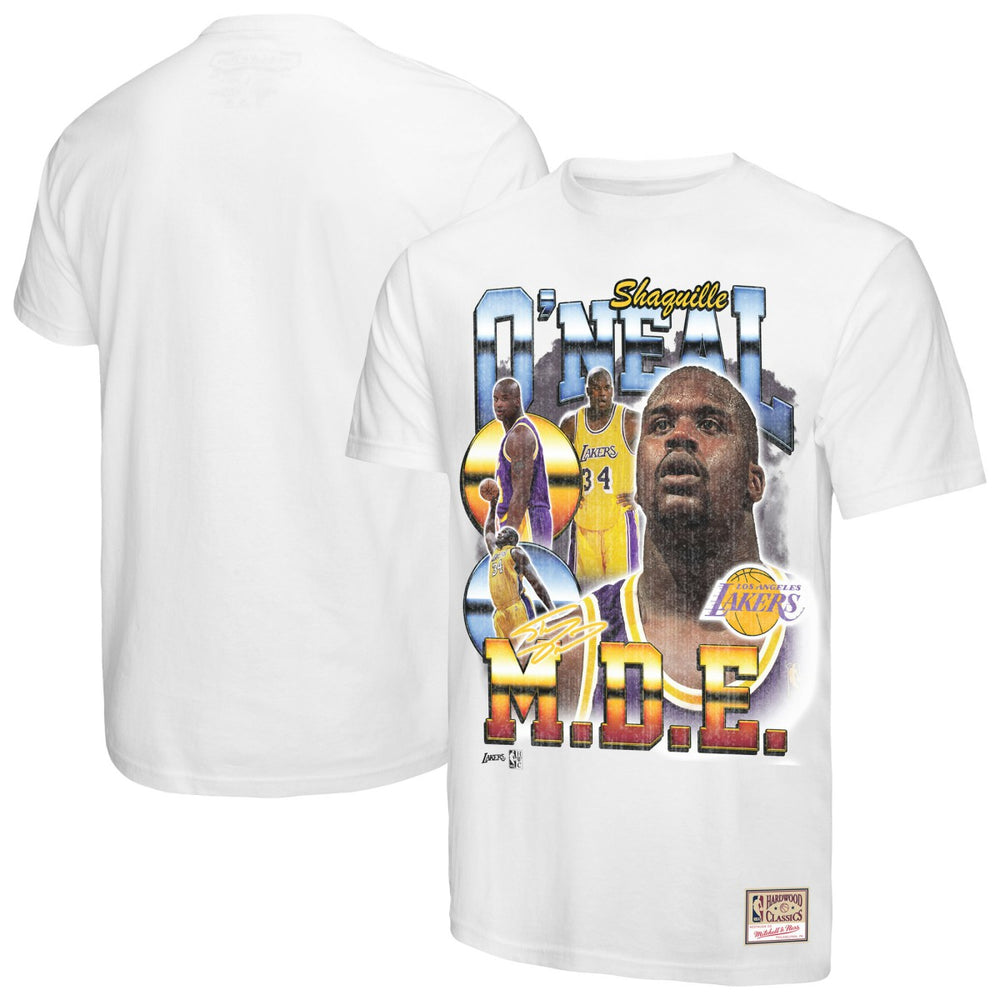 Mitchell & Ness - Shaquille O'Neal Los Angeles Lakers Commemorative Collage T-Shirt - White