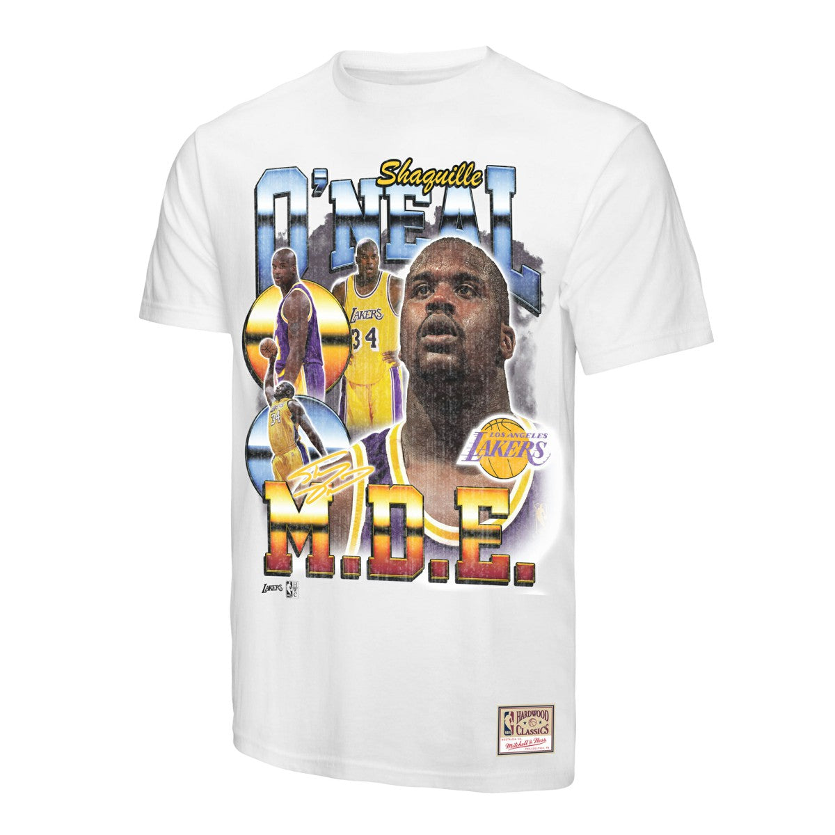 Mitchell & Ness - Shaquille O'Neal Los Angeles Lakers Commemorative Collage T-Shirt - White