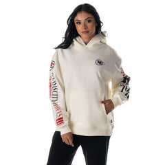 Kansas City Chiefs The Wild Collective Unisex Stacked Graphic Sleeve Fleece Hoodie Cream - NFL