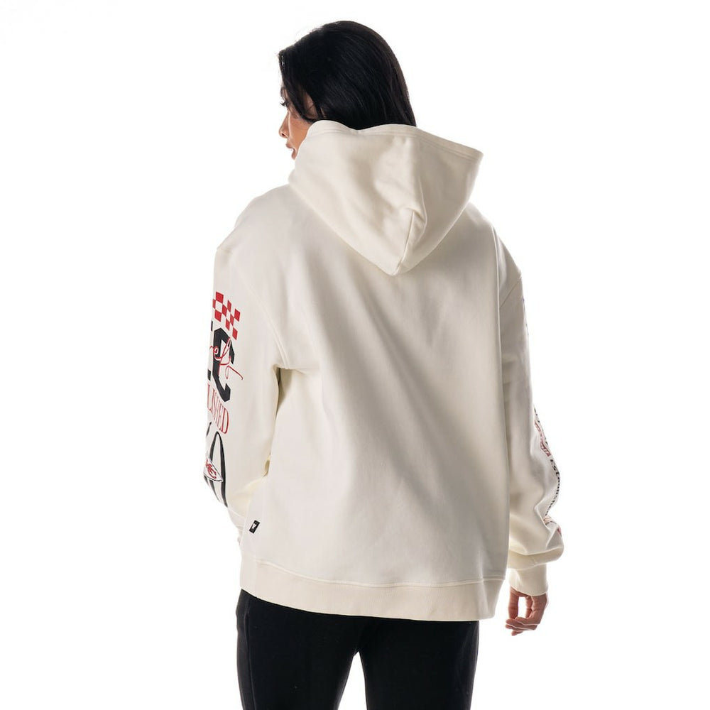 Kansas City Chiefs The Wild Collective Unisex Stacked Graphic Sleeve Fleece Hoodie Cream - NFL