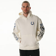 Indianapolis Colts The Wild Collective Unisex Stacked Graphic Sleeve Fleece Hoodie Cream - NFL