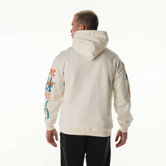 Miami Dolphins The Wild Collective Unisex Stacked Graphic Sleeve Fleece Hoodie Cream - NFL