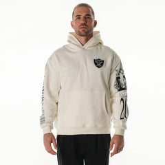 Las Vegas Raiders The Wild Collective Unisex Stacked Graphic Sleeve Fleece Hoodie Cream - NFL