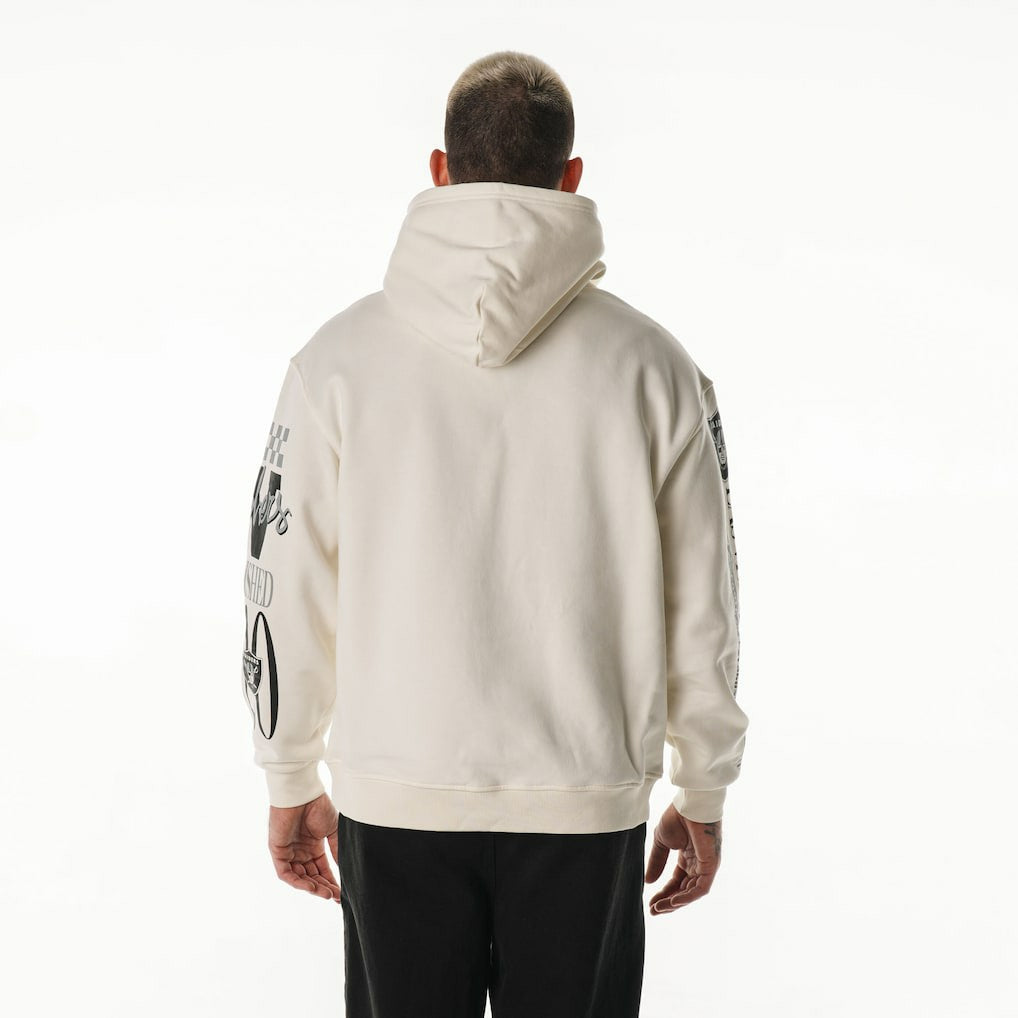 Las Vegas Raiders The Wild Collective Unisex Stacked Graphic Sleeve Fleece Hoodie Cream - NFL