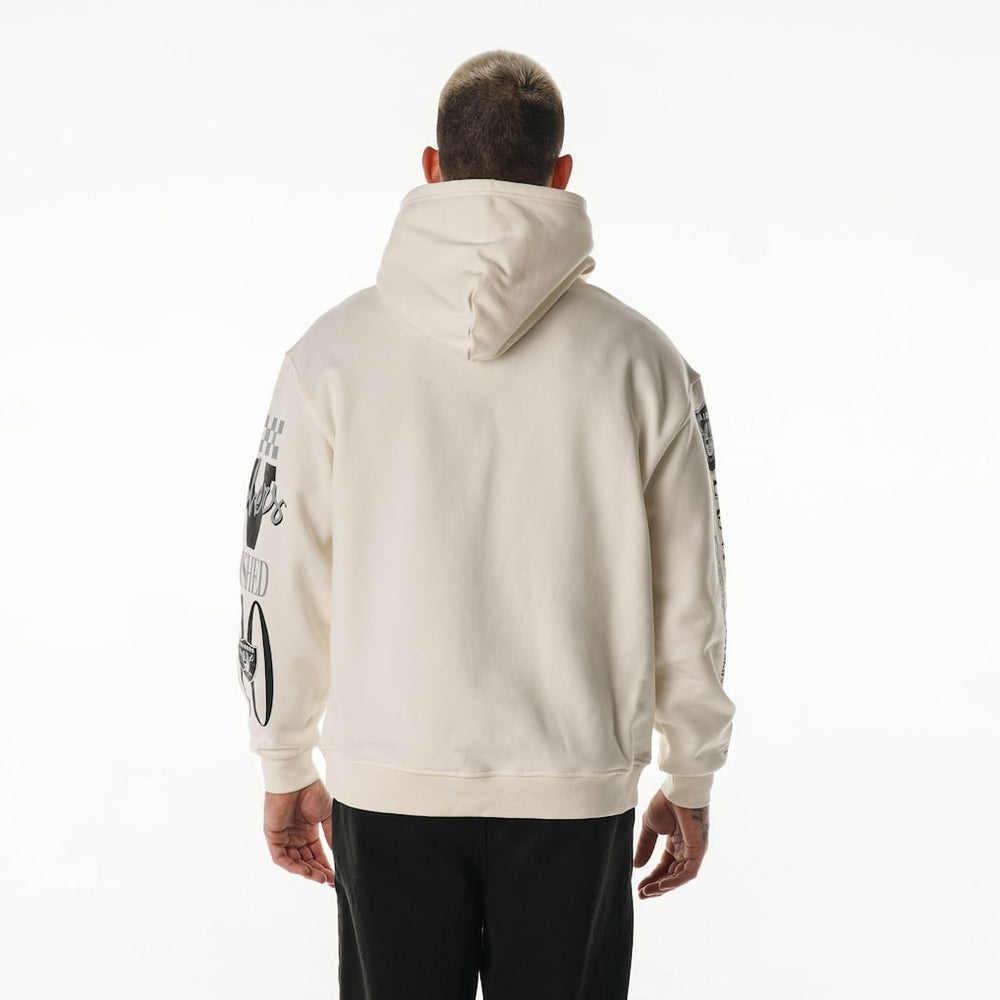 Las Vegas Raiders The Wild Collective Unisex Stacked Graphic Sleeve Fleece Hoodie Cream - NFL