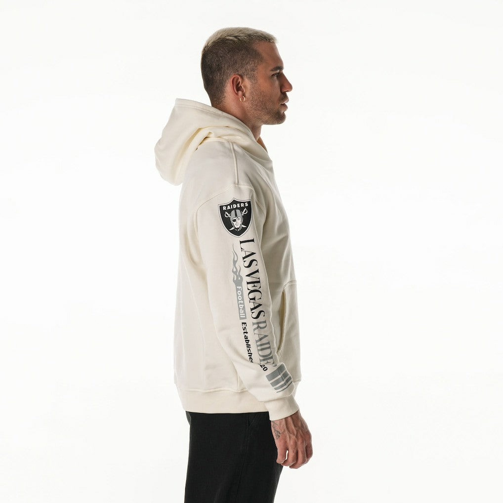 Las Vegas Raiders The Wild Collective Unisex Stacked Graphic Sleeve Fleece Hoodie Cream - NFL