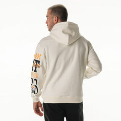 Pittsburgh Steelers The Wild Collective Unisex Stacked Graphic Sleeve Fleece Hoodie Cream - NFL