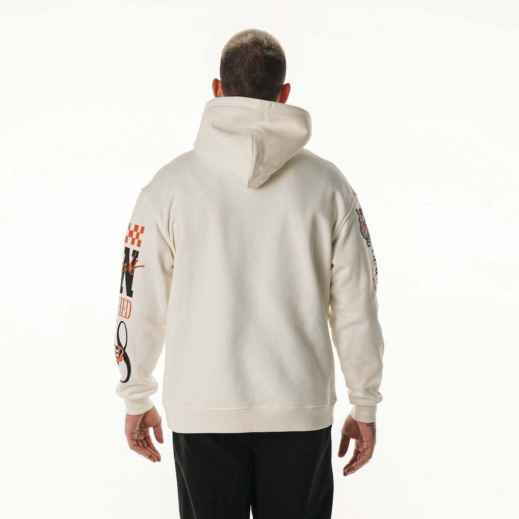 Cincinnati Bengals The Wild Collective Unisex Stacked Graphic Sleeve Fleece Hoodie Cream - NFL