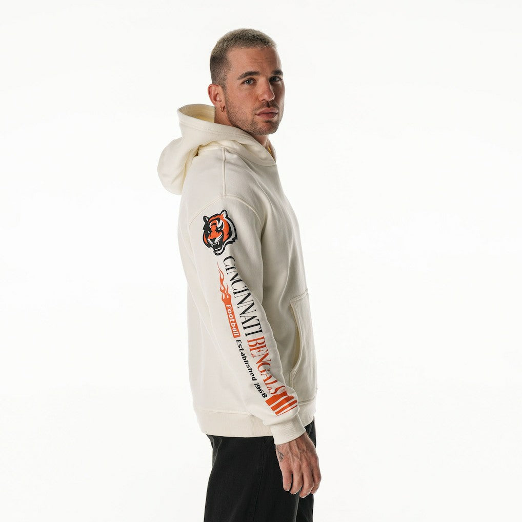 Cincinnati Bengals The Wild Collective Unisex Stacked Graphic Sleeve Fleece Hoodie Cream - NFL