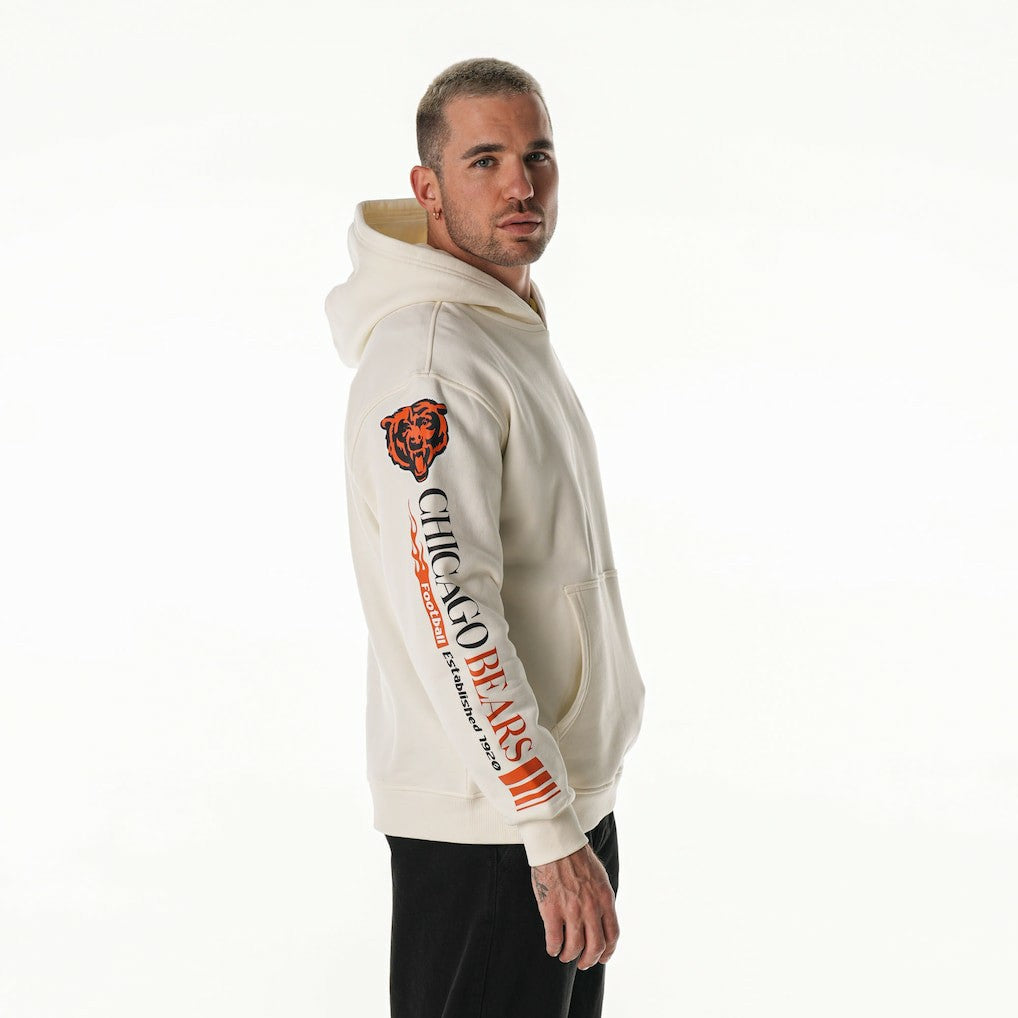 Chicago Bears The Wild Collective Unisex Stacked Graphic Sleeve Fleece Hoodie Cream - NFL