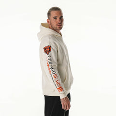 Chicago Bears The Wild Collective Unisex Stacked Graphic Sleeve Fleece Hoodie Cream - NFL