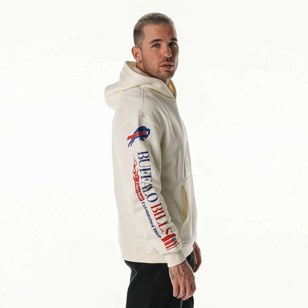 Buffalo Bills The Wild Collective Unisex Stacked Graphic Sleeve Fleece Hoodie Cream - NFL