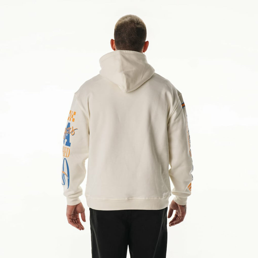 Los Angeles Chargers The Wild Collective Unisex Stacked Graphic Sleeve Fleece Hoodie Cream - NFL