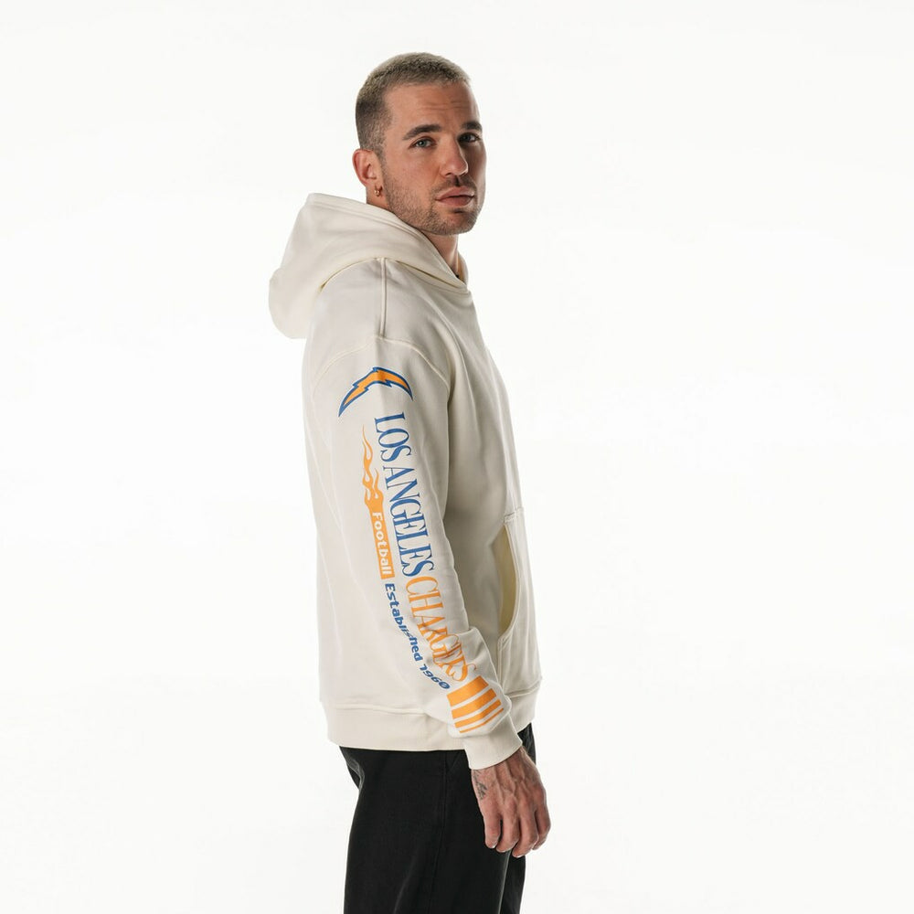 Los Angeles Chargers The Wild Collective Unisex Stacked Graphic Sleeve Fleece Hoodie Cream - NFL