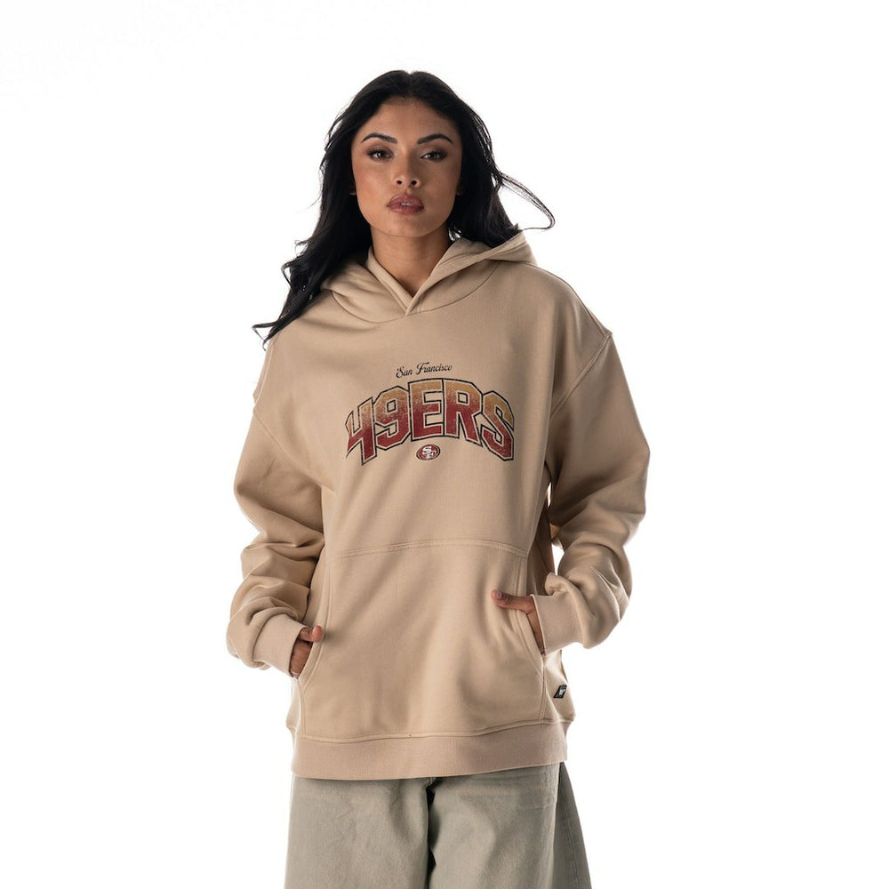 San Francisco 49ers The Wild Collective Unisex Oversized Graphic Fleece Hoodie Tan - NFL