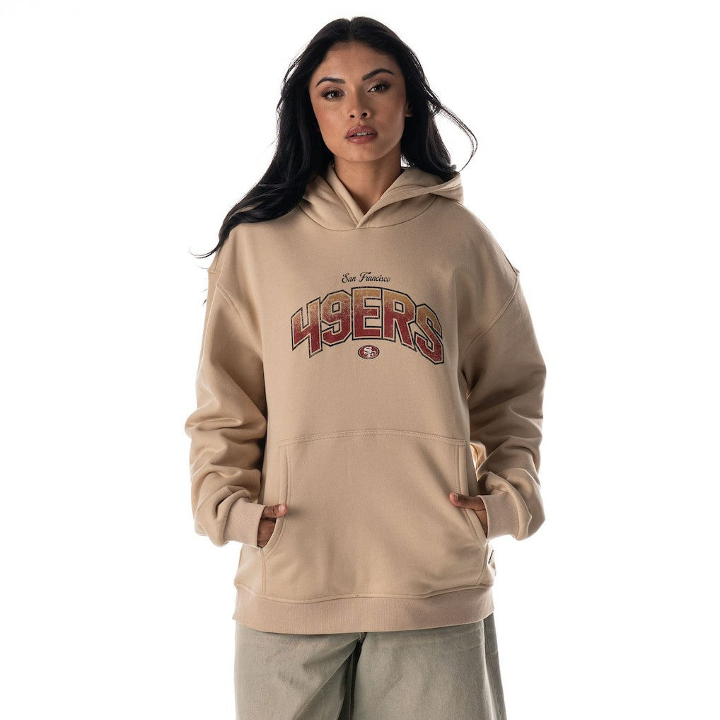 San Francisco 49ers The Wild Collective Unisex Oversized Graphic Fleece Hoodie Tan - NFL