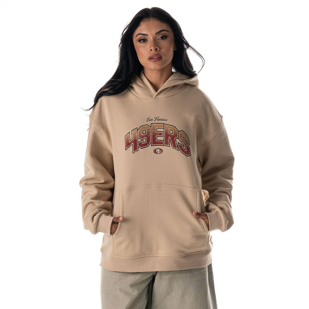 San Francisco 49ers The Wild Collective Unisex Oversized Graphic Fleece Hoodie Tan - NFL