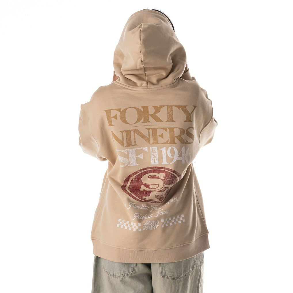 San Francisco 49ers The Wild Collective Unisex Oversized Graphic Fleece Hoodie Tan - NFL