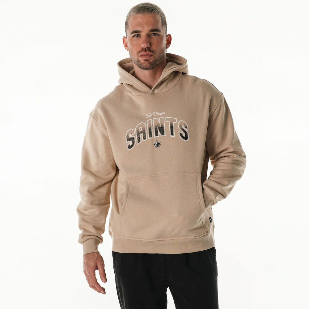 New Orleans Saints The Wild Collective Unisex Oversized Graphic Fleece Hoodie Tan - NFL