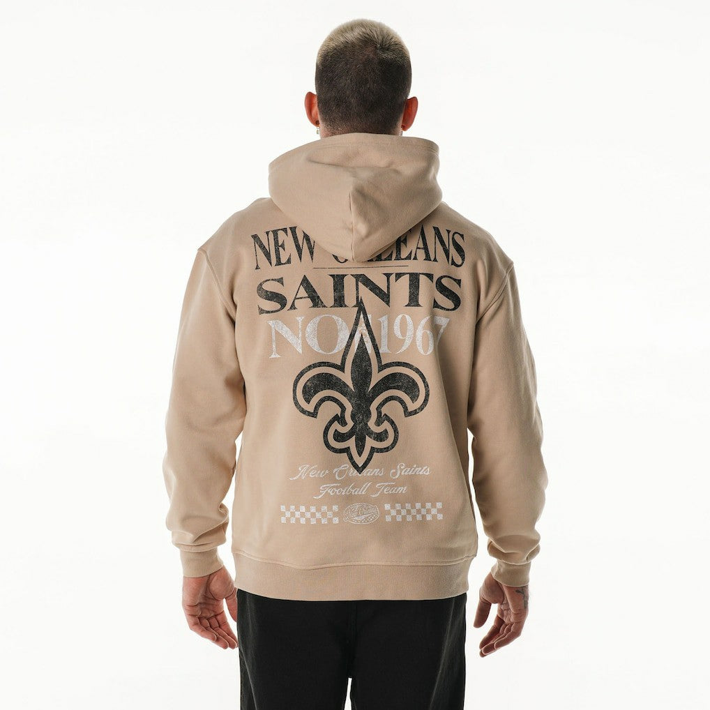 New Orleans Saints The Wild Collective Unisex Oversized Graphic Fleece Hoodie Tan - NFL
