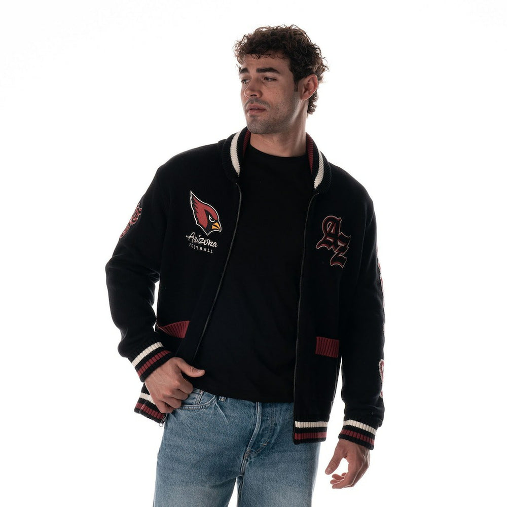 Arizona Cardinals The Wild Collective Unisex Jacquard Full-Zip Sweater Black - NFL