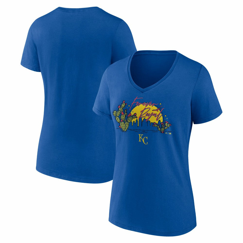 Kansas City Royals Women's Forever Royal Cactus V-Neck T-Shirt discount