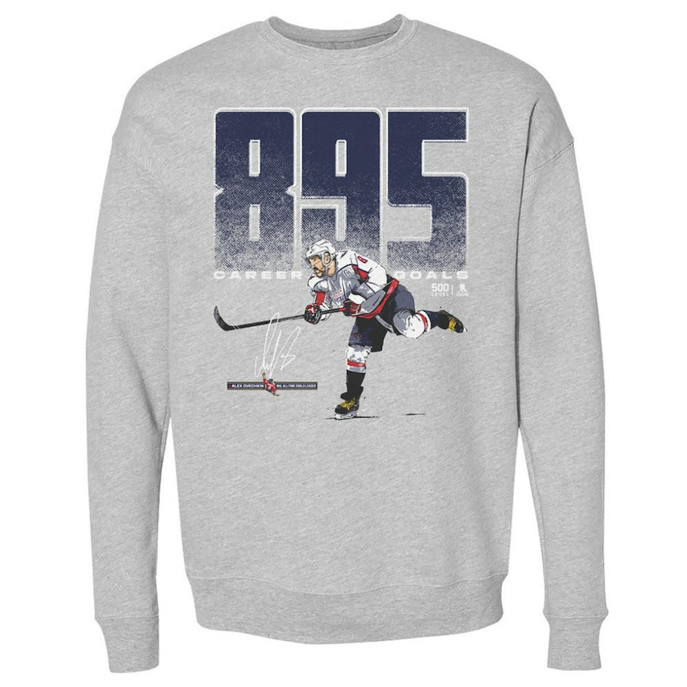Alexander Ovechkin Washington Capitals 500 Level NHL All-Time Leading Goal Scorer Bold Pullover Sweatshirt Heather Gray