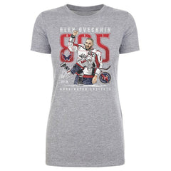Alexander Ovechkin Washington Capitals 500 Level Women's NHL All-Time Leading Goal Scorer The Shot T-Shirt Heather Gray