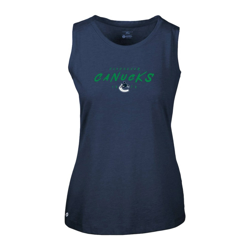 Vancouver Canucks - Levelwear Women's Macy Scratched Tank Top Navy