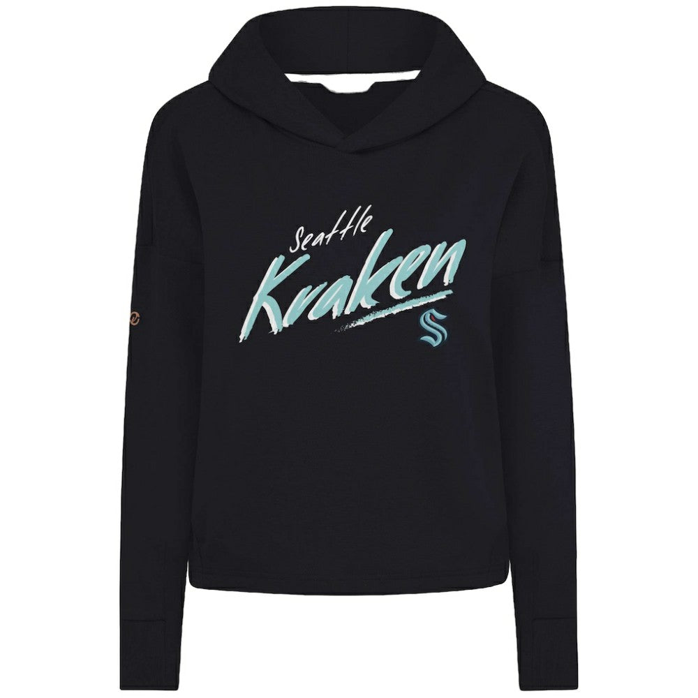 Seattle Kraken Levelwear Women's Sweet Sizzle Tri-Blend Cropped Pullover Hoodie Black