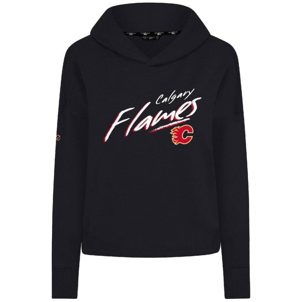 Calgary Flames - Levelwear Women's Sweet Sizzle Tri-Blend Cropped Pullover Hoodie Black