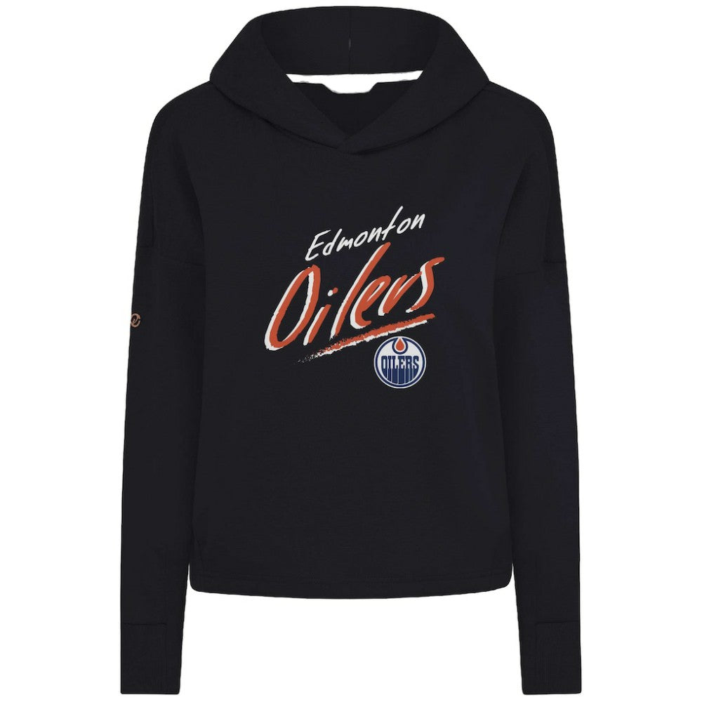 Edmonton Oilers - Levelwear Women's Sweet Sizzle Tri-Blend Cropped Pullover Hoodie Black